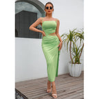 Women Clothing Summer Sexy Sleeveless Split Midi Dress Milk Silk Maxi Dress Women Bella Mia