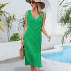 Spring Summer Loose Beach Shirt Stitching Twist Hollow Out Cutout out Maxi Dress Bella Mia