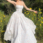 Women Clothing Summer Sexy French Pastoral Holiday Floral Strap Dress Maxi Dress for Women Bella Mia