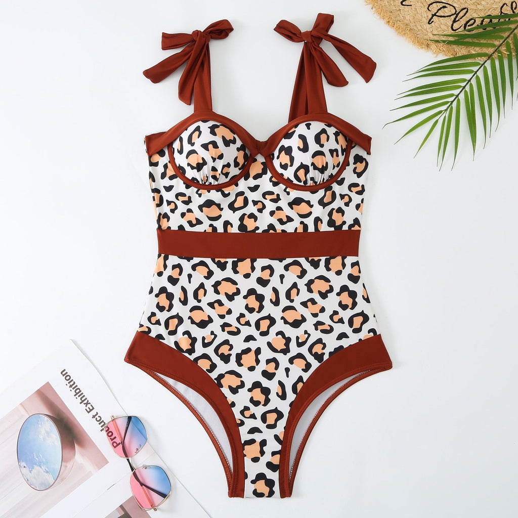 Women Sexy One Piece Swimsuit Women Tight Conservatively Thin Retro Hard Bag Swimsuit Chiffon Dress Bella Mia