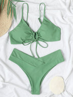 New Bikini Solid Color Tied Sexy Bikini Split Swimsuit Swimwear Women Bella Mia
