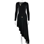 Autumn Winter Graceful Fashionable Women Slim Dress Sexy Pleated Irregular Asymmetric Maxi Dress Bella Mia