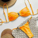 Swimwear Solid Color Bikini Sexy Lace up Bikini Lady Simple Split Swimsuit Bella Mia