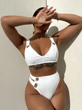 Bikini Solid Color Split Small Sunken Stripe Swimsuit Bella Mia