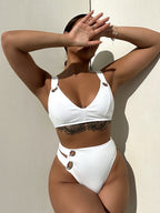 Bikini Solid Color Split Small Sunken Stripe Swimsuit Bella Mia