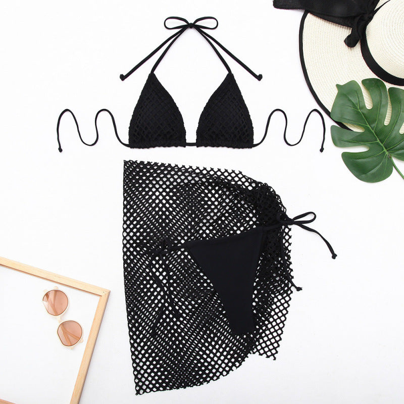 Swimsuit Women Solid Color Split Mesh Swimsuit Three Piece Sets Bikini Swimsuit Bella Mia