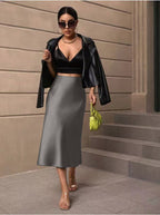 Hip Wrapped Fishtail Skirt Satin Mid Length Skirt Autumn Women Clothing Direct Bella Mia