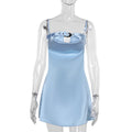 Summer Sexy Sexy Strap Adjustable Pocket Collar Satin Dress Women Bella Mia
