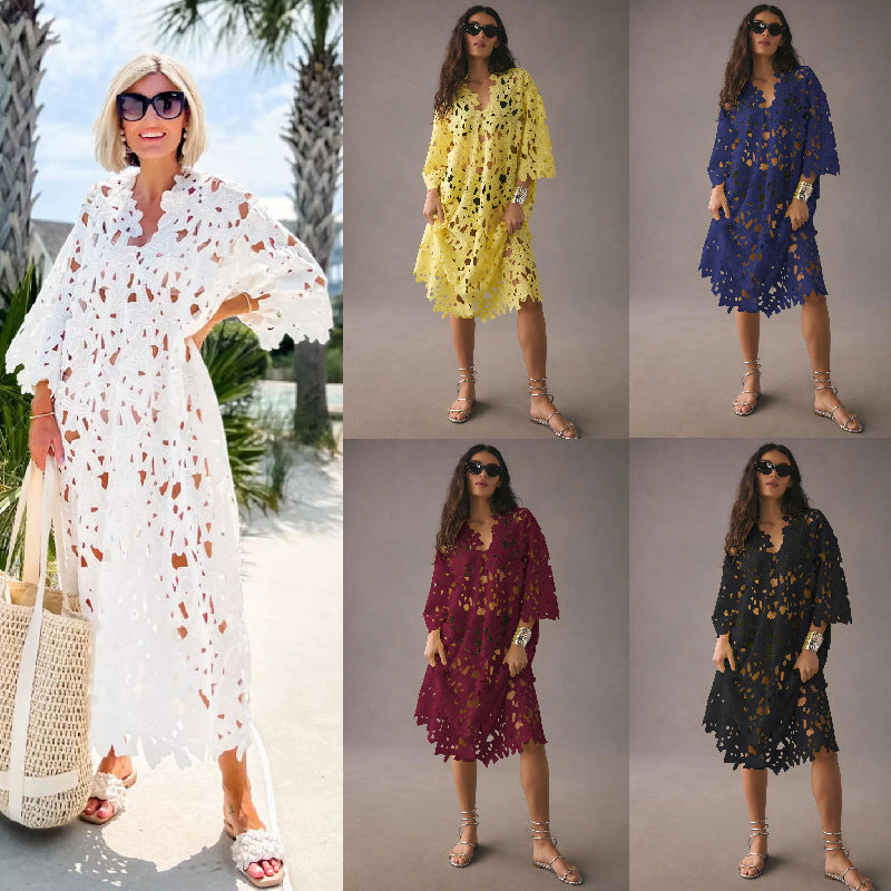 Casual Loose Beach Vacation Blouse Lace Shirt Bella Mia