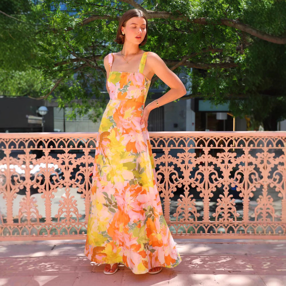 Summer Vacation Strap Dress Floral Swing Dress Bella Mia