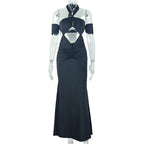 Women Wear Halter Slim Fit Fishtail Dress Solid Color Hollow Out Cutout out Dress Elegant Graceful Dress Bella Mia
