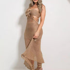 Halter Floral Handmade Maxi Dress Backless Bohemian Sexy Beach Needle Long Knitted Dress Women Bella Mia