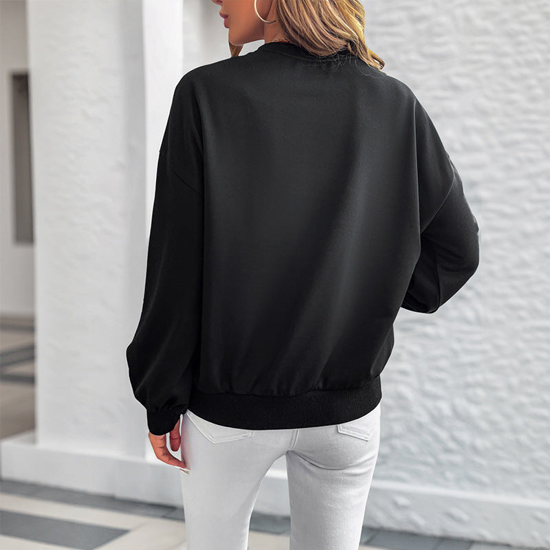 Autumn Romantic Sweet Heart Printing Loose round Neck Long Sleeve Sweatshirts Bella Mia