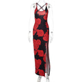Summer Women Clothing Sexy Slit Strap Dress Printing Dress