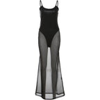 Spring Summer Women Sexy See through Sling High Waist Figure Flattering Sheath Dress Bella Mia