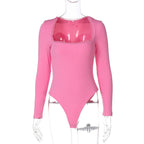 Women Clothing Winter Sexy Square Neck Lace Slim Fit Base Long Sleeve Jumpsuit Bella Mia