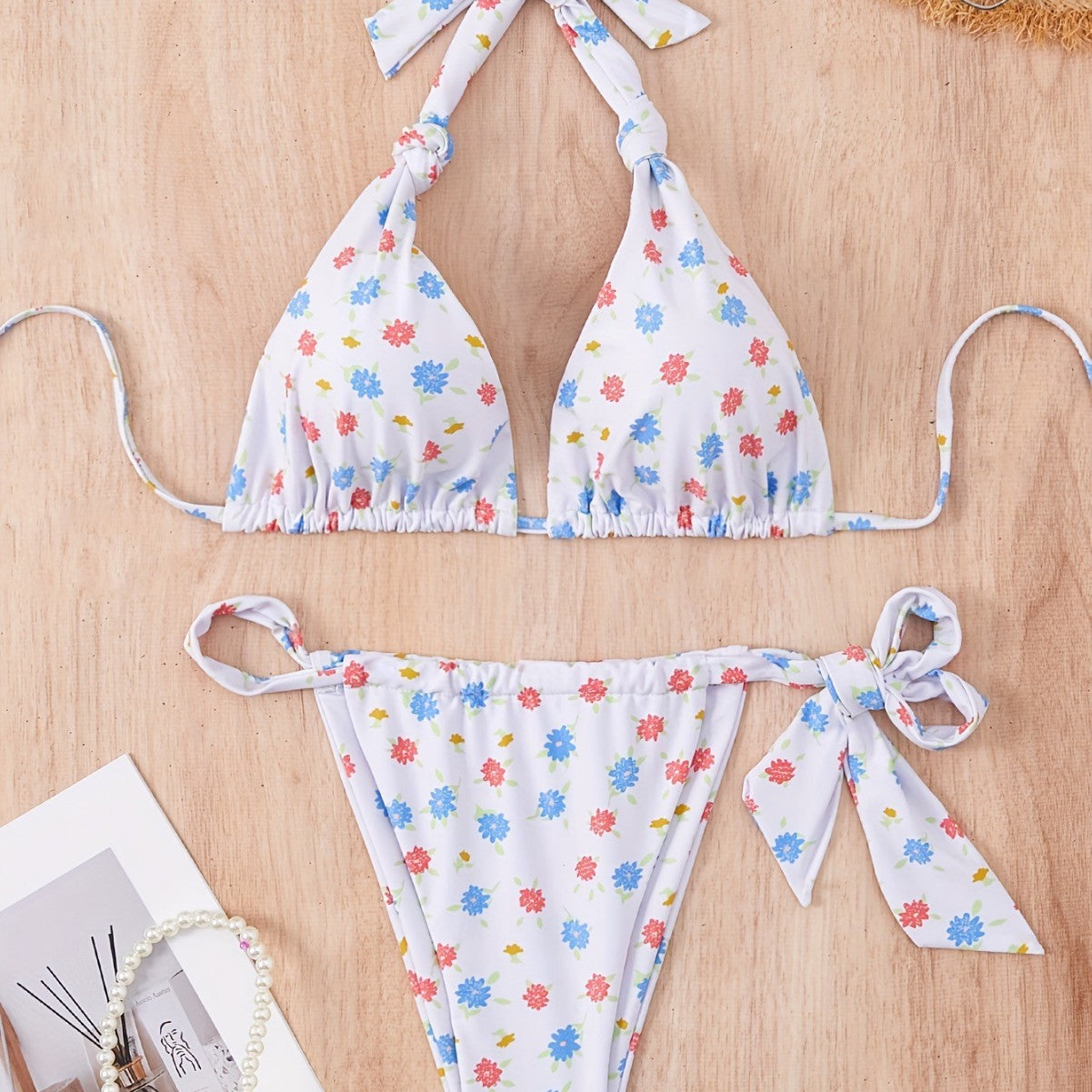 Women Floral Tie Neck Halter Bikini for Swimsuit Bella Mia