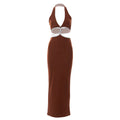 Sexy Cropped Outfit Halter Diamond Rope Maxi Dress Women Bella Mia