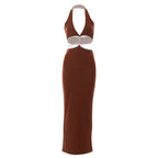 Sexy Cropped Outfit Halter Diamond Rope Maxi Dress Women Bella Mia