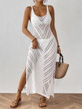 Women Holiday Beach Dress Women Clothing Sexy Cutout Woven Vest Skirt Beach Cover Up Slit Dress