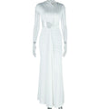 Women Clothing Solid Color Dress Diagonal Collar Sleeveless Ribbon Fishtail Dress Bella Mia