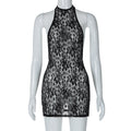 Sexy Lace Large Backless Sheath Slim Nightclub Essential Halter Dress Bella Mia