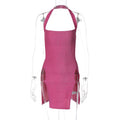 Sexy Sexy Short Dress Spring Summer Women Clothing Halter Split Bright Silk Sheath Dress Bella Mia