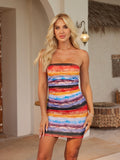 Women Clothing Gradient Printing Dress Spring Sexy Waist Tube Top Hip Dress Bella Mia