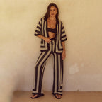 Solid Color Sexy Knitted Beach Bikini Swimsuit Blouse Sun Two Piece Sets Women Bella Mia