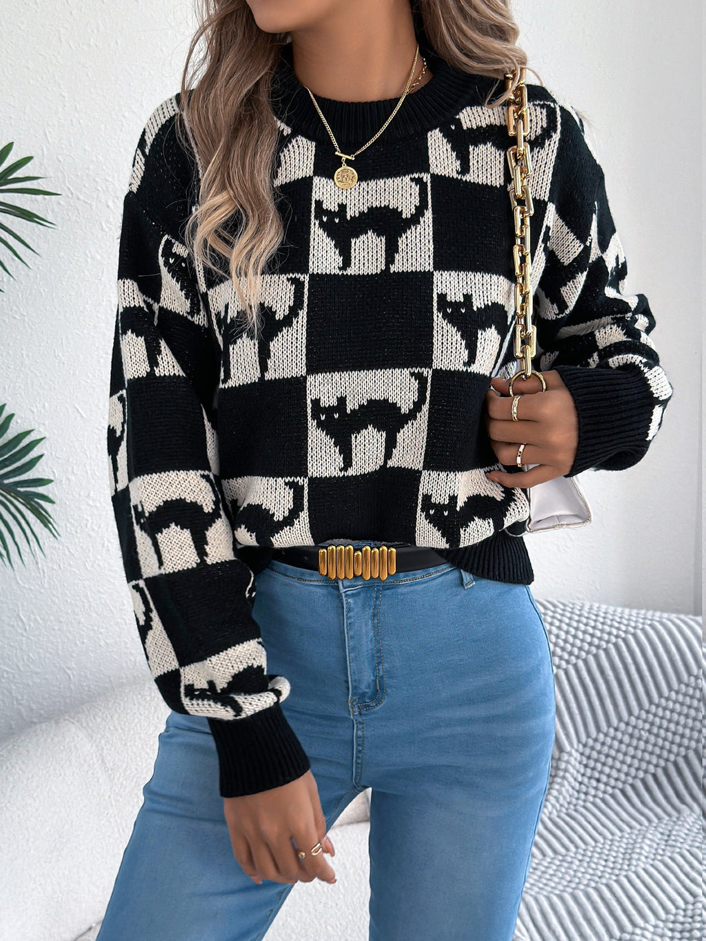 Autumn Winter Halloween Plaid Lantern Long Sleeve Pullover Women Clothing Bella Mia