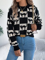 Autumn Winter Halloween Plaid Lantern Long Sleeve Pullover Women Clothing Bella Mia