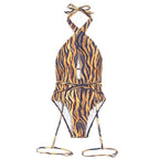 Swimwear Women Bandage Leg Travel Swimsuit Sexy Tiger Stripe Pattern Bikini Bella Mia