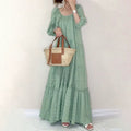 Fresh Square Collar Puff Sleeve Floor Fairy Dress Luxlife Brands