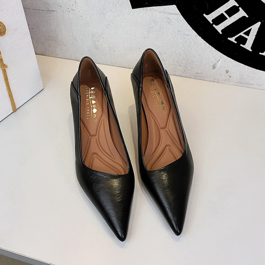 French Work Comfortable All Match Office Work Pointed High Heels Women Stiletto Heel Non Wear Feet Classy Shoes