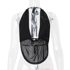 Women Clothing Spring Sexy Swing Collar Halter Cut out Bare Back Sexy Vest Top Women Bella Mia