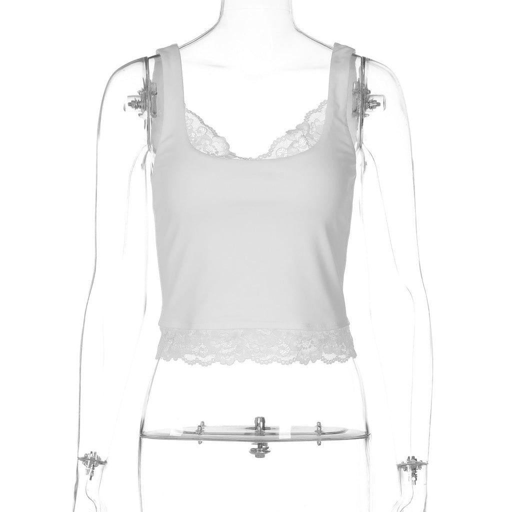 Sexy Lace All Match Solid Color Sexy Short Vest Top Women Clothing Bella Mia