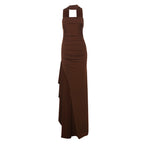 Women Clothing Summer Elegant Sexy Scarf Collar Slim Fit Slit Backless Dress Tube Top Dress Bella Mia