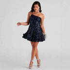 Sexy Sequ Dress Summer One Shoulder Sequined Nightclub Party Dress Bella Mia