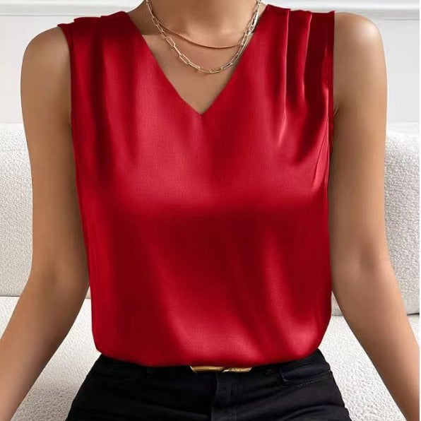 Women Satin Tank Top Office Vest Bottoming Top Bella Mia