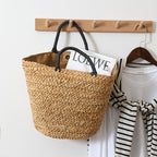 Large Capacity Straw Bag All Match Simple Portable Natural Grass Hand Woven Bag Women Vacation Beach Bag Bella Mia