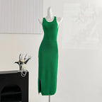 Women Clothing Summer Sexy round Neck Slim Fit Backless Tight Waist Sheath Dress Bella Mia