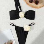 Bikini Beach Swimsuit Three Dimensional Floral White One Shoulder Women Split Sexy Swimsuit Bella Mia