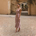 Split Sling Dress Sexy V neck Summer Midi Dress Women Clothing Bella Mia