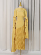 Spring Elegant Retro Faux Two Piece Long Skirt Shawl Design Tassel Dress Swing Dress Women Bella Mia