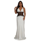 Women Wear Sexy Lace V neck Stitched Backless Dress Women Bella Mia