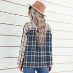 Early Autumn Polo Collar Plaid Top Women Clothing Long Sleeve Cardigan Loose Shirt Bella Mia