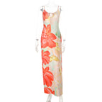 Sexy Suspenders Hollow Out Cutout Print Backless Dress Women Vacation Sexy Dress Bella Mia