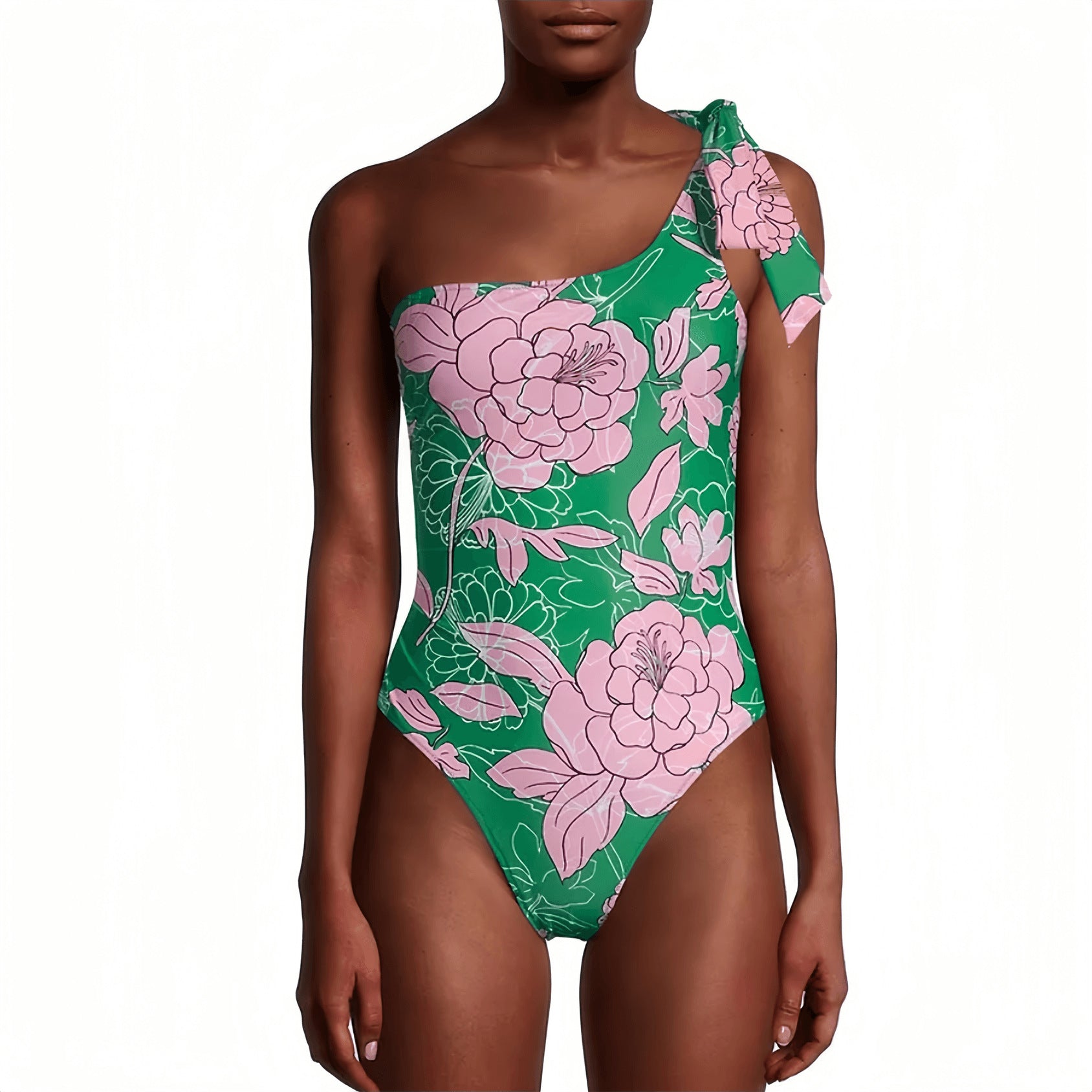 Bikini Printed Swimsuit Oblique One Shoulder One Piece Swimsuit Women Bella Mia
