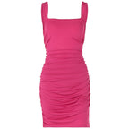 Summer Lace Up Backless Sexy Slim Fit Pleated Dress Women Clothing Bella Mia