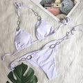 Bikini Sexy Metal Accessories Rhinestone Women Split Swimsuit Plain Bandage Swimsuit Bella Mia